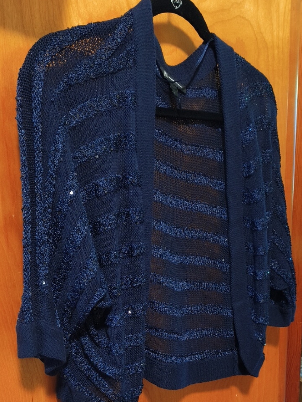 Black Open-Front Sheer Stripe Kimono Cardigan